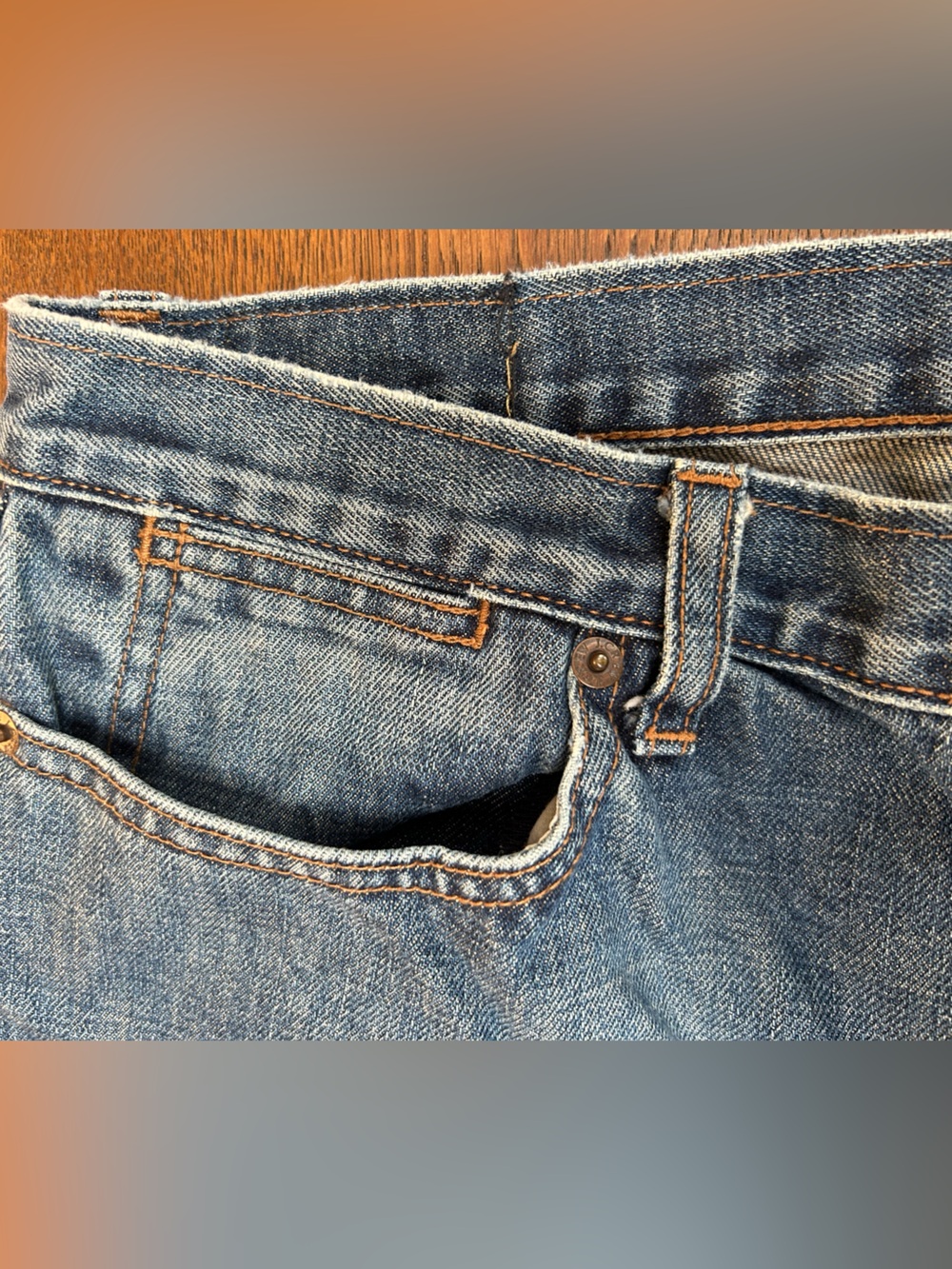 JCREW Classic 3 ButtonFly Straight Leg Blue Jeans, szP14. 5 pocket.Leather patch - Picture 3 of 10